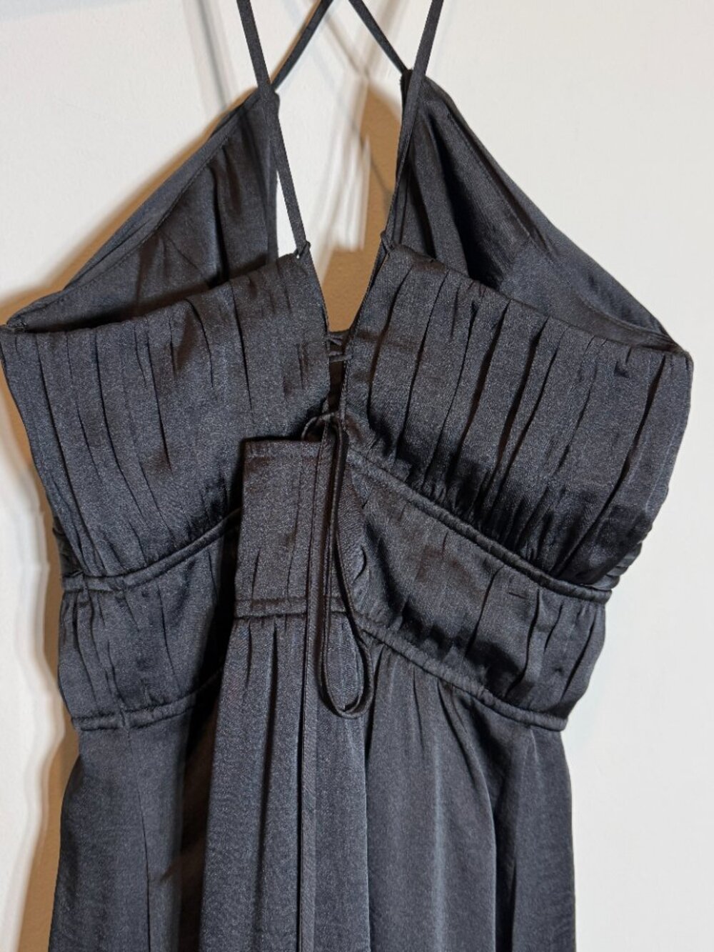 Boden Ruched Bust Satin Maxi Dress Women's 4P Petite Black Formal Cocktail Party - Picture 13 of 16